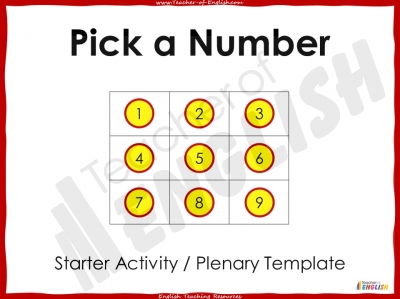 Pick a Number - Activity Template